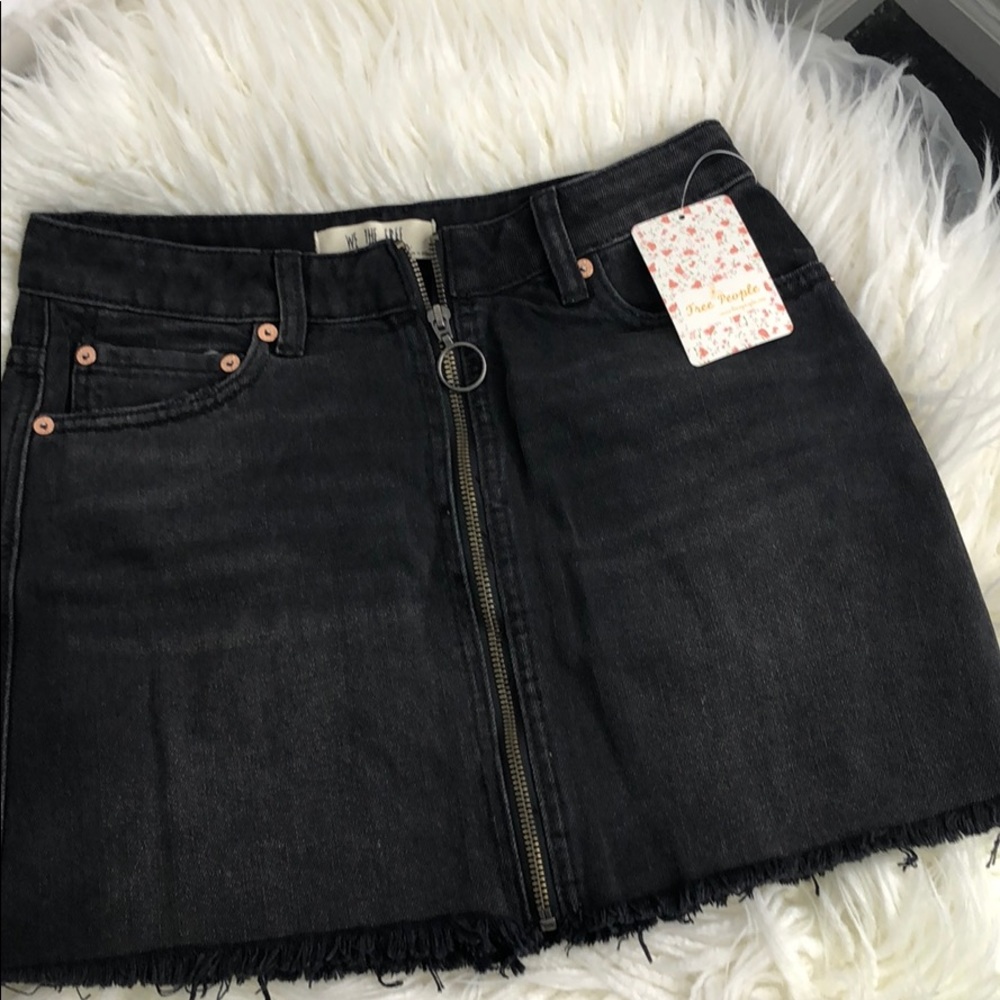 Free People Black Jean Skirt